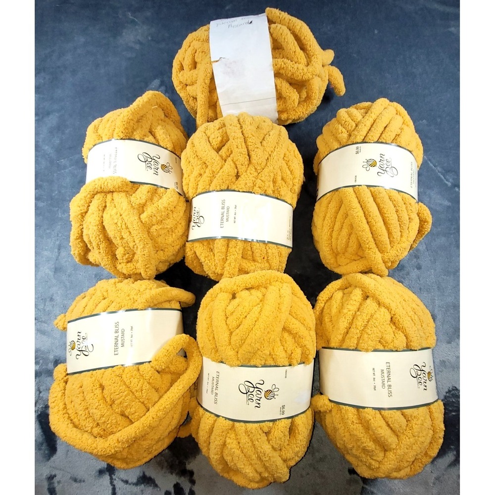 Yarn Bee Eternal Bliss Yarn Mustard/24 Art #43 Lot of 7 8oz 28 yards each Skein